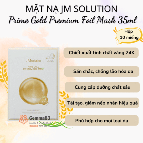 Mặt nạ JM Solution vàng 24K Prime Gold Premium Foil Mask 35ml cấp ẩm, giảm nếp nhăn (4)