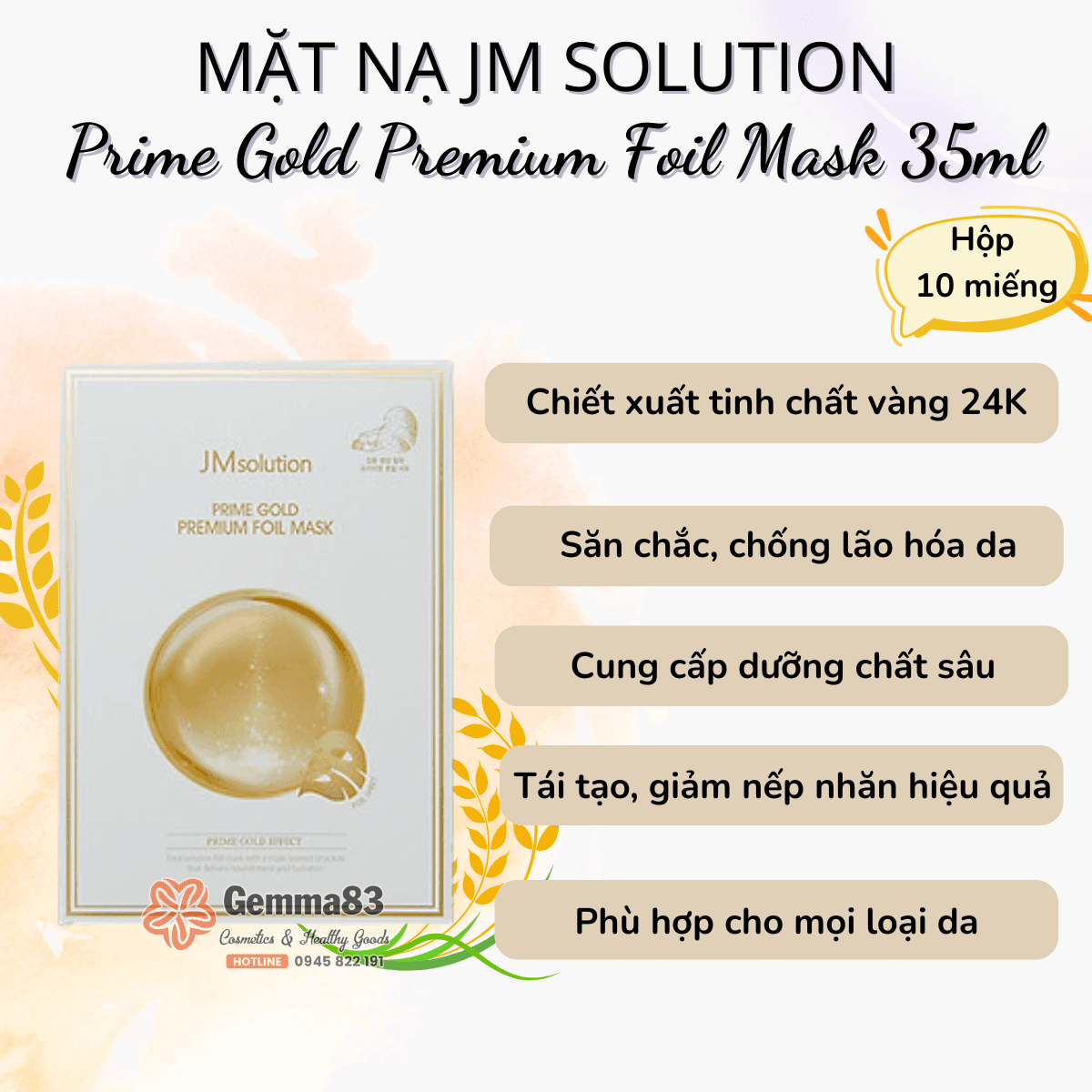 Mặt nạ JM Solution vàng 24K Prime Gold Premium Foil Mask 35ml cấp ẩm, giảm nếp nhăn (4) Mặt nạ JM Solution vàng 24K Prime Gold Premium Foil Mask 35ml cấp ẩm, giảm nếp nhăn (4)