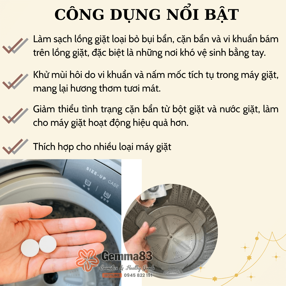 Viên tẩy lồng máy giặt Daiso Hàn Quốc (1) Viên tẩy lồng máy giặt Daiso Hàn Quốc (1)