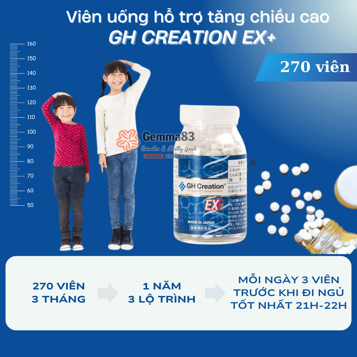 Viên uống hỗ trợ tăng chiều cao GH Creation EX Nhật Bản 270 viên (5) Viên uống hỗ trợ tăng chiều cao GH Creation EX Nhật Bản 270 viên (5)