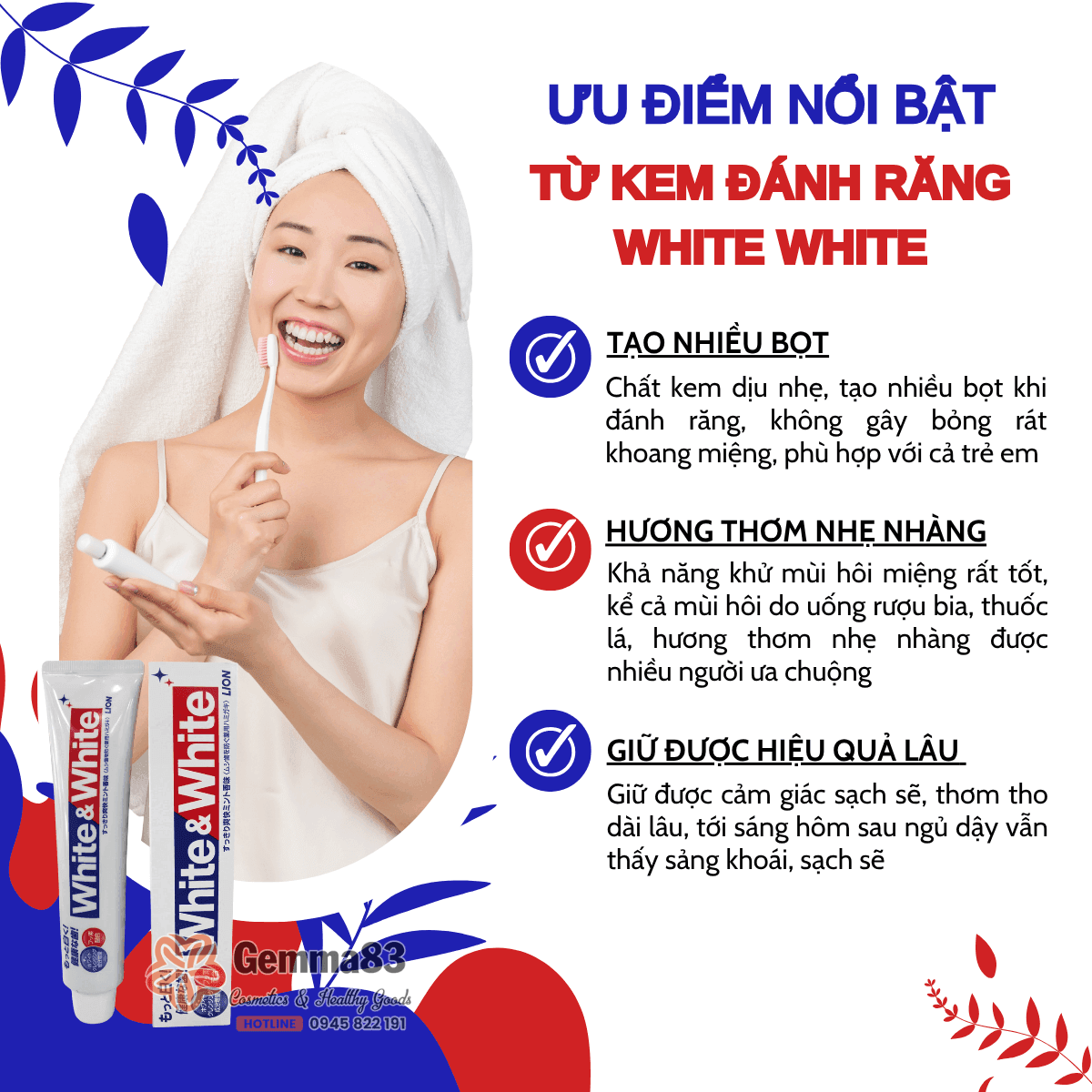 Kem đánh răng White White Lion Nhật Bản 150g (4)