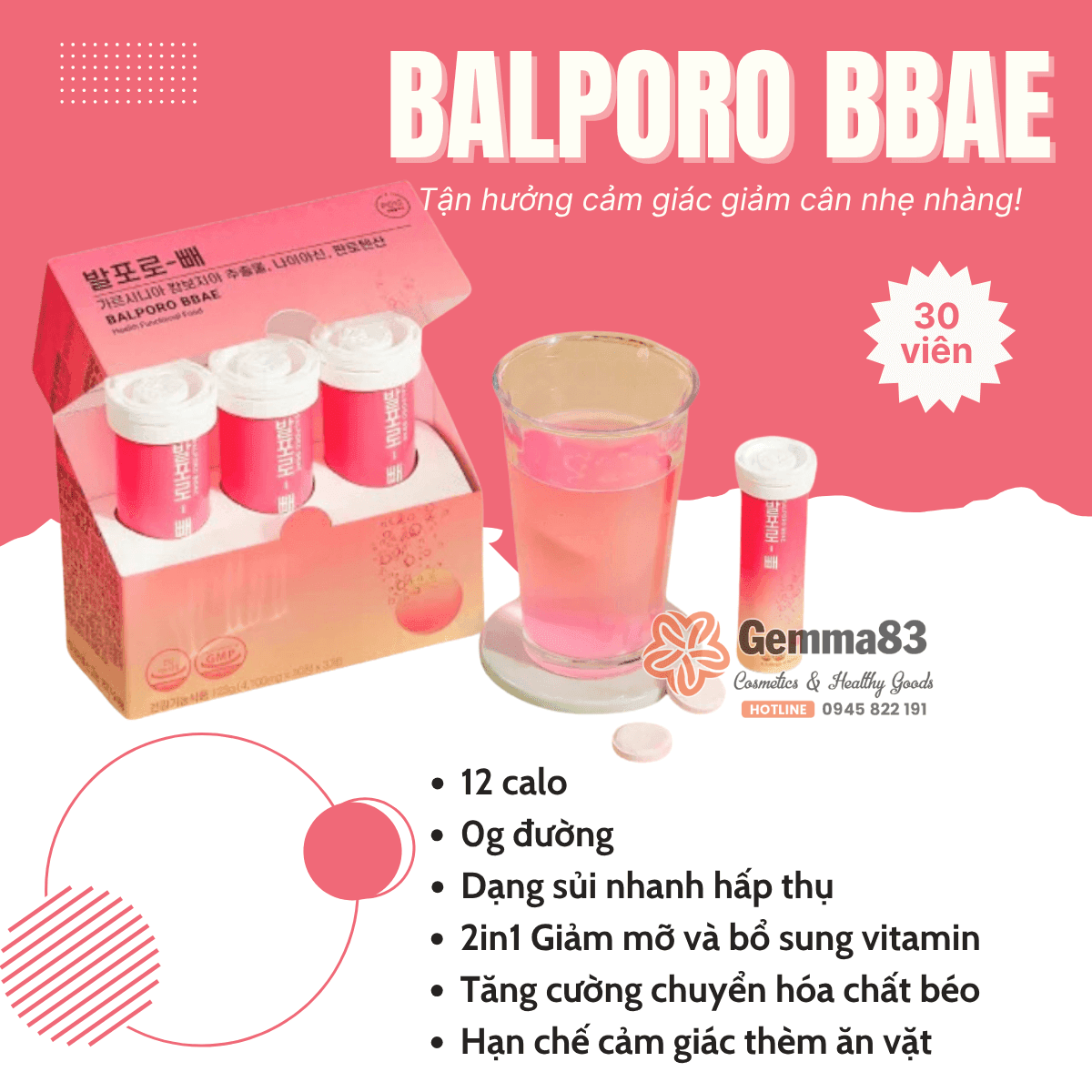 Viên sủi Balporo BBae Hàn Quốc kiểm soát cân nặng hộp 30 viên (3)