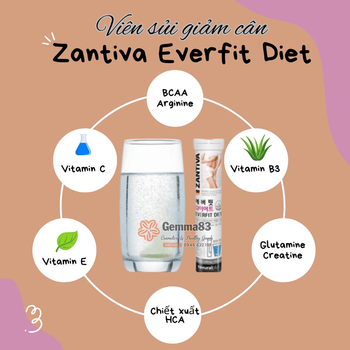 Viên sủi Zantiva Everfit Diet Natural Plus 20 viên Hàn Quốc hỗ trợ kiểm soát cân nặng (5)
